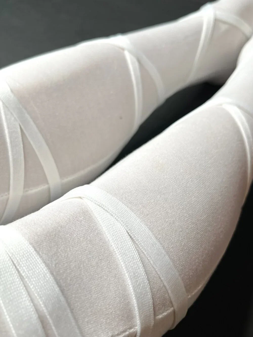 White Bandage Knee Socks OTK Mummy Costume Corset Lace Up Ballerina Halloween